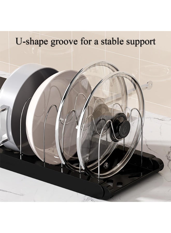 Arabest Pot Rack : Pots and Pans Organizer Under Cabinet 7 Adjustable Compartment Expandable Pot Lid Holder for Kitchen Cookware, Bakeware, Lid, Dishes, Cutting Boards,Black - Image 5